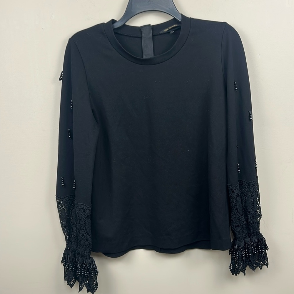 🎀Kobi Halperin  Arianna black Embellished-Sleeve Beaded Top Small - Picture 3 of 12